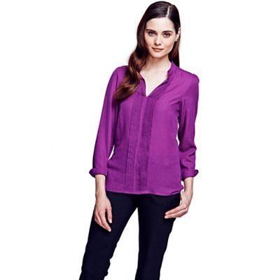 Long sleeved berry pleat blouse in clever fabric